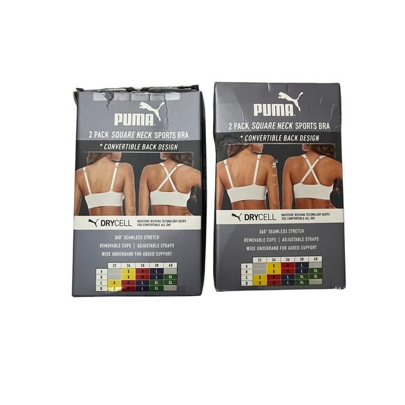 Puma Seamless Sports Bra 2-Pack (Size S) White/Gray Only - Picture 8 of 9